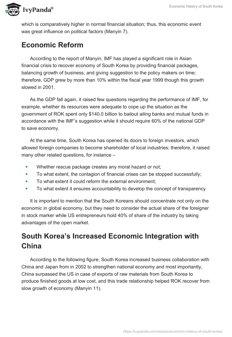 Economic History of South Korea. Page 5