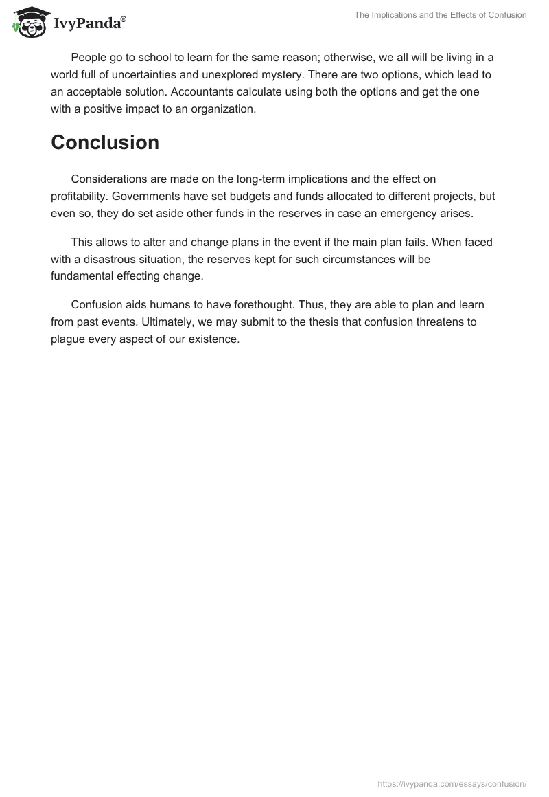 The Implications and the Effects of Confusion. Page 3
