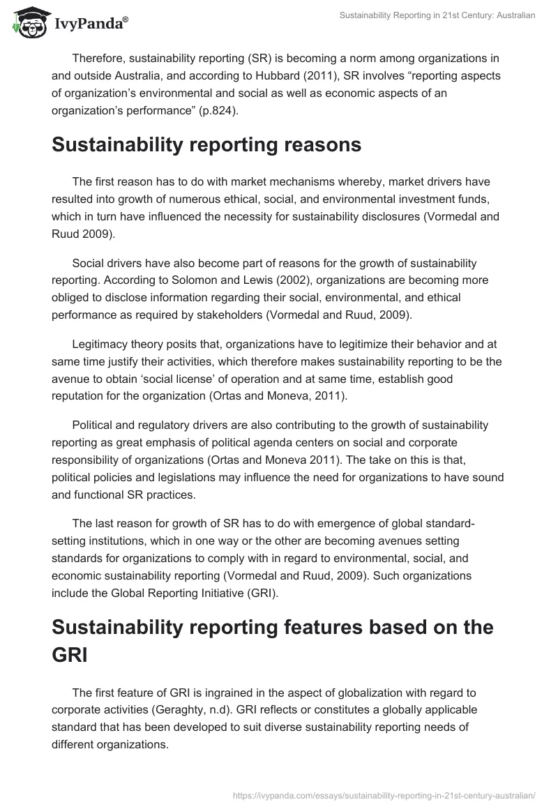 Sustainability Reporting in 21st Century: Australian. Page 2