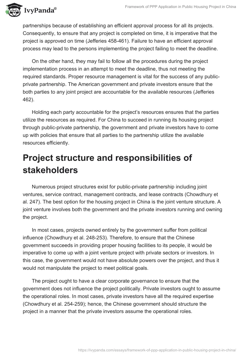 Framework of PPP Application in Public Housing Project in China. Page 3