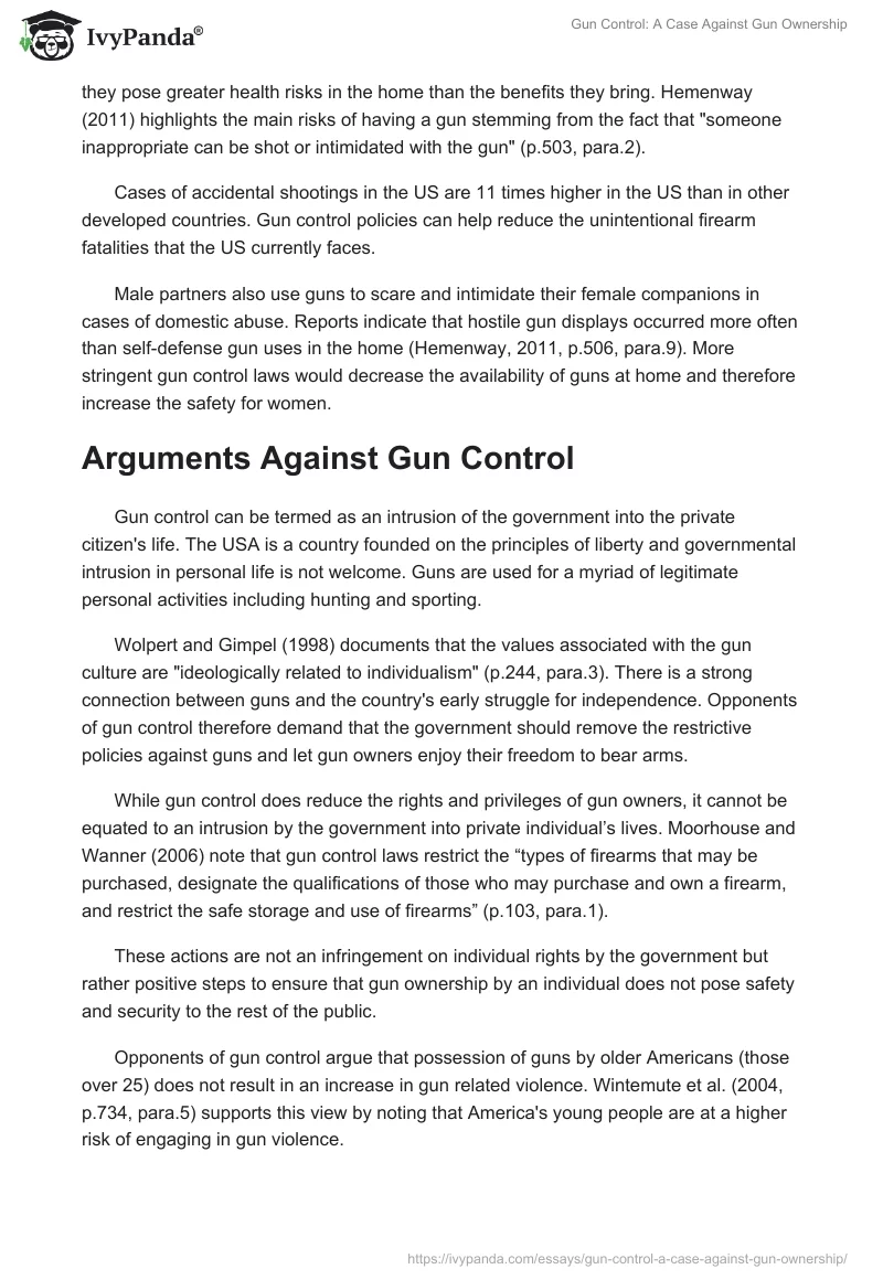 Gun Control: A Case Against Gun Ownership. Page 3