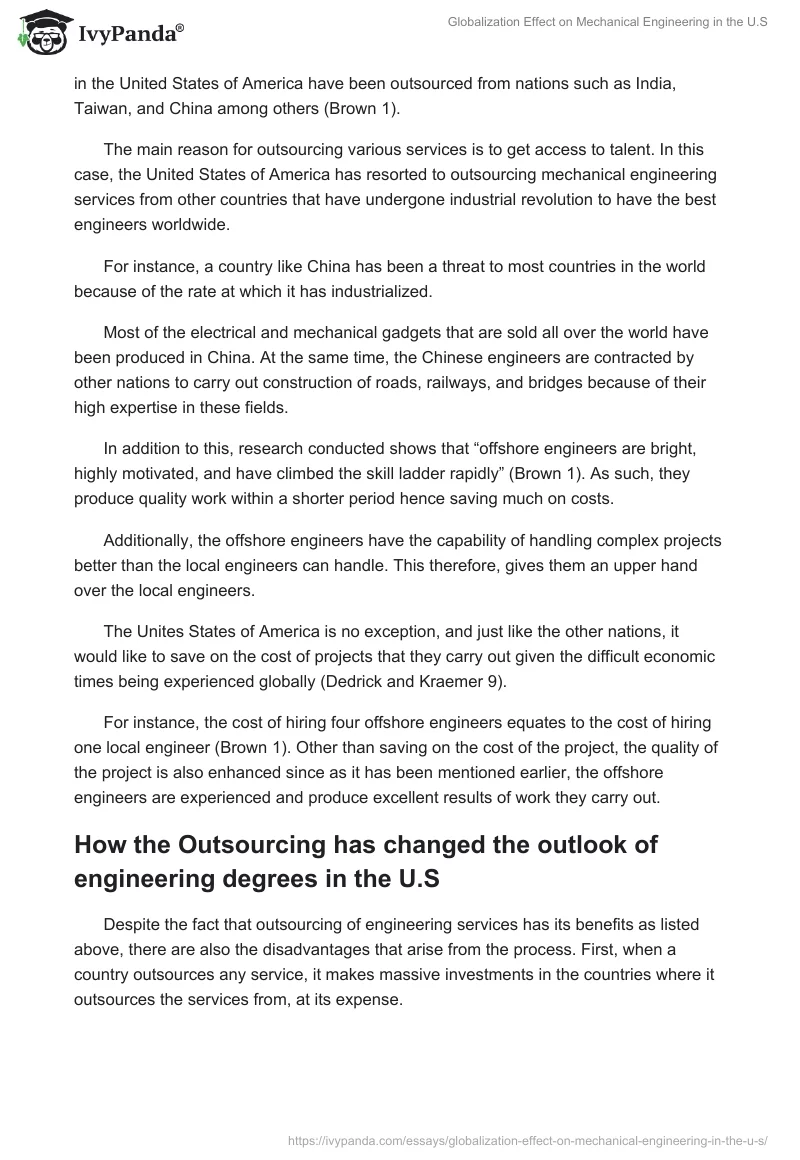 Globalization Effect on Mechanical Engineering in the U.S. Page 2