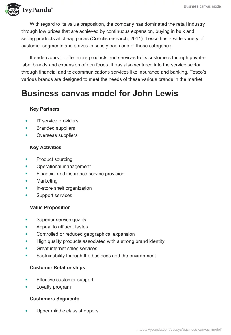 Business canvas model. Page 3
