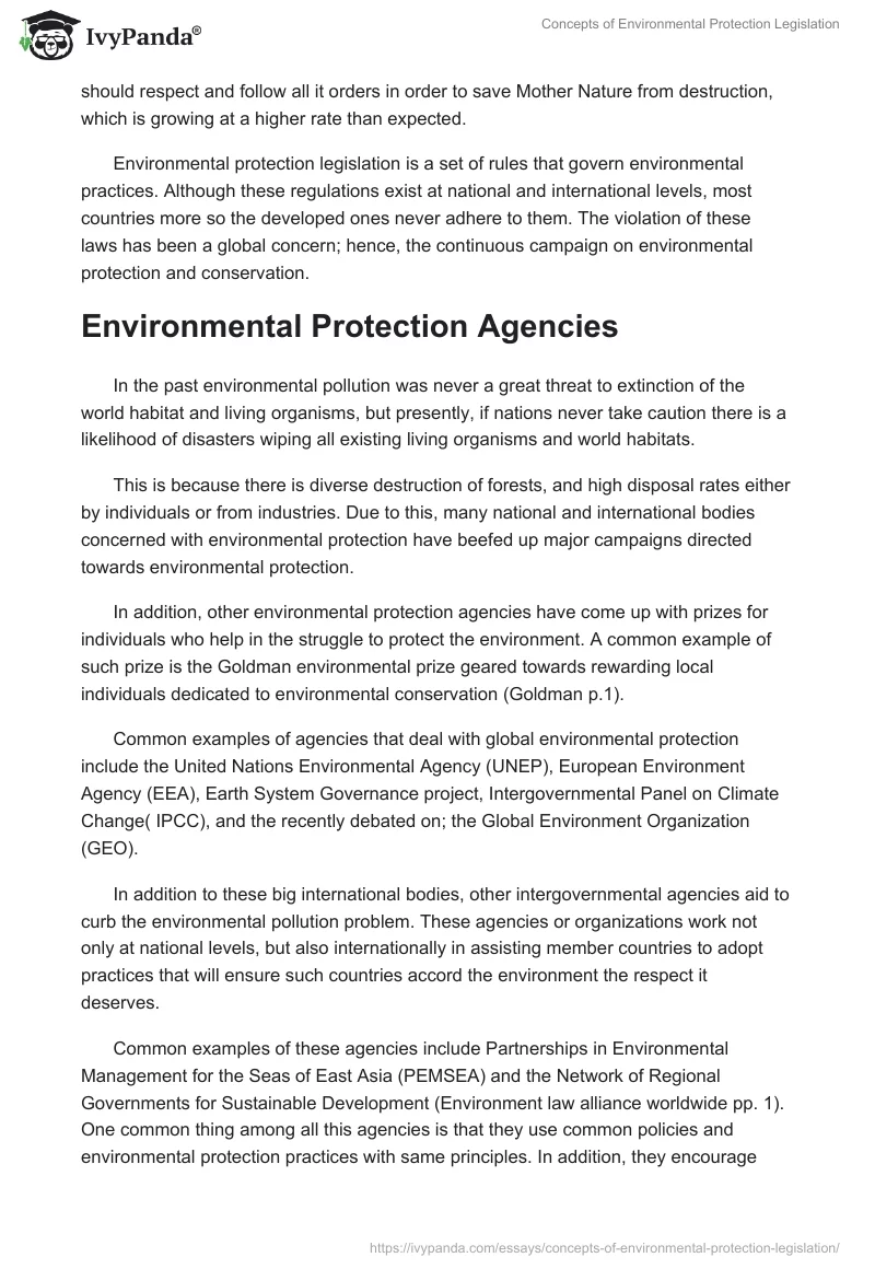 Concepts of Environmental Protection Legislation. Page 2