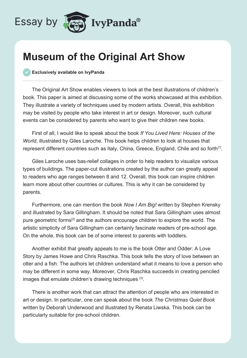 Museum of the Original Art Show. Page 1