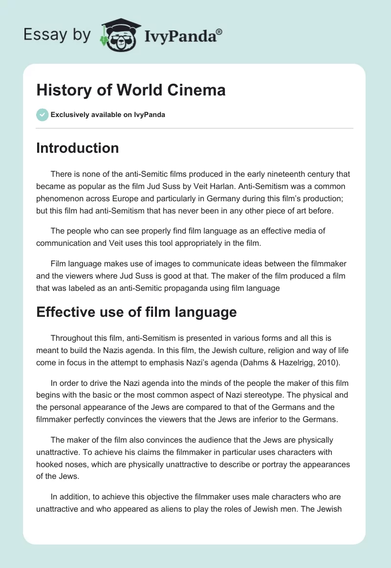 History of World Cinema. Page 1