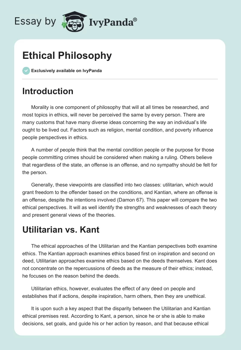 Ethical Philosophy. Page 1