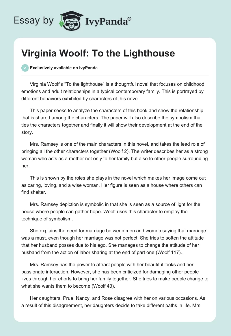 Virginia Woolf: To the Lighthouse. Page 1