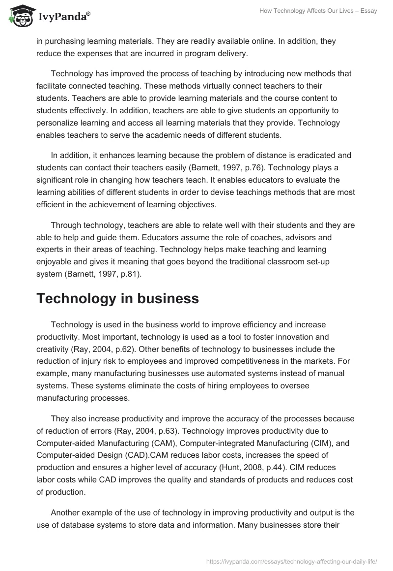 How Technology Affects Our Lives – Essay. Page 5