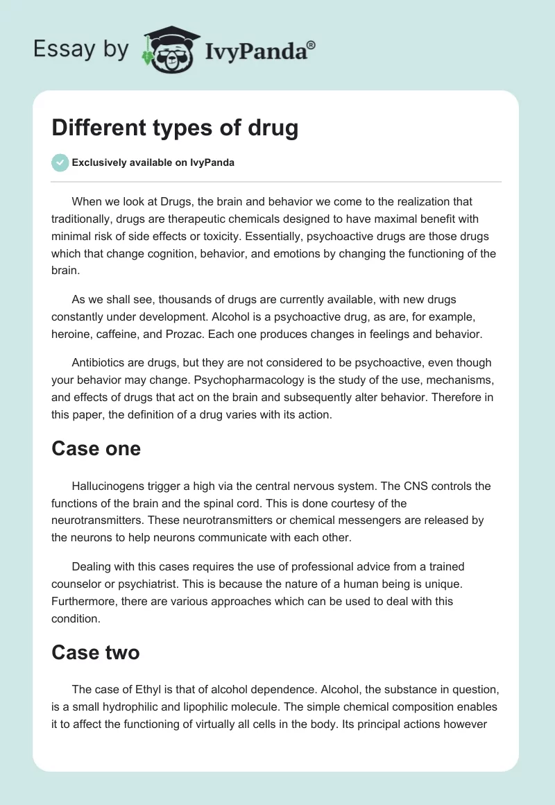 Different types of drug. Page 1