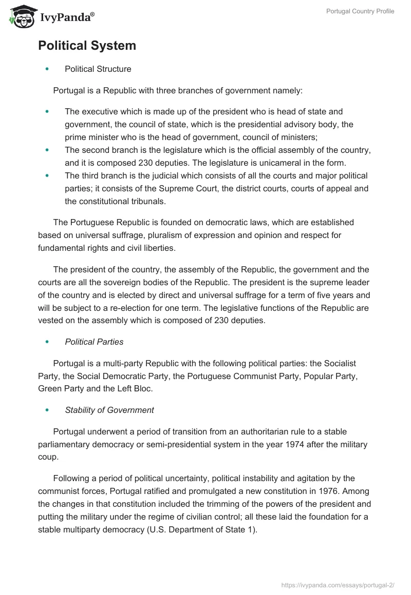 Portugal Country Profile. Page 5