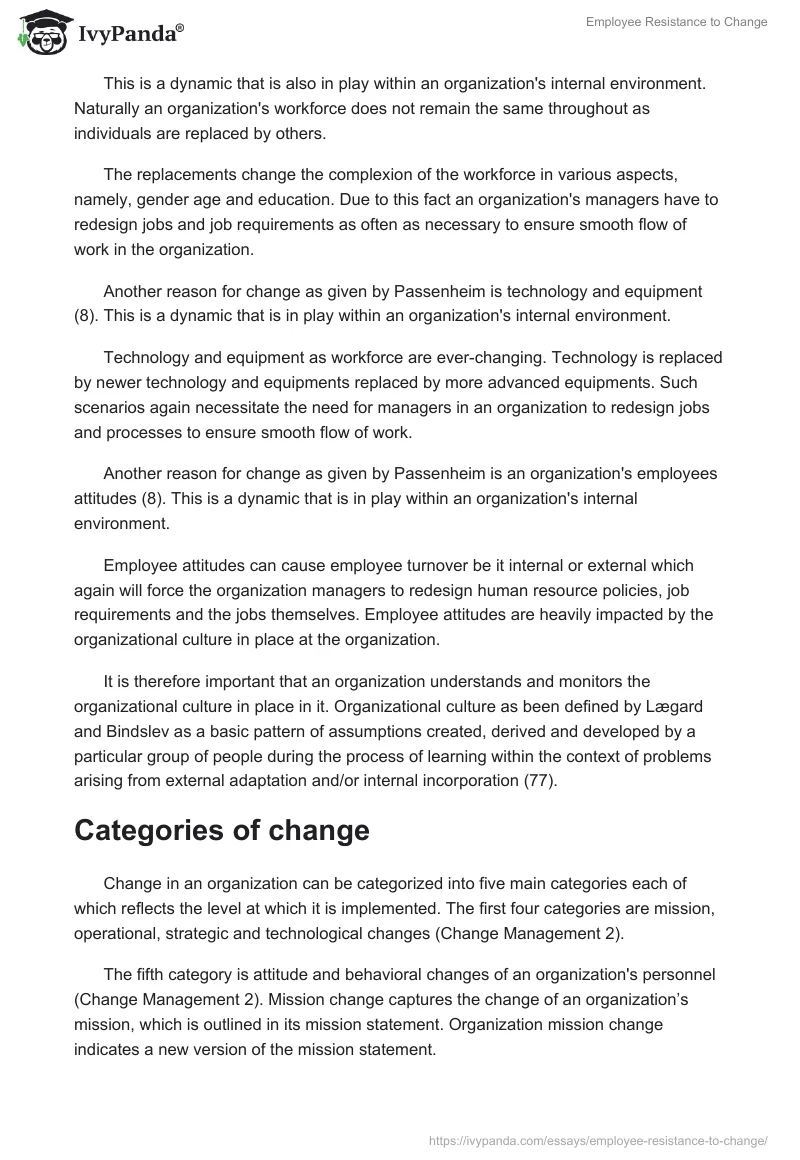 Employee Resistance to Change. Page 3