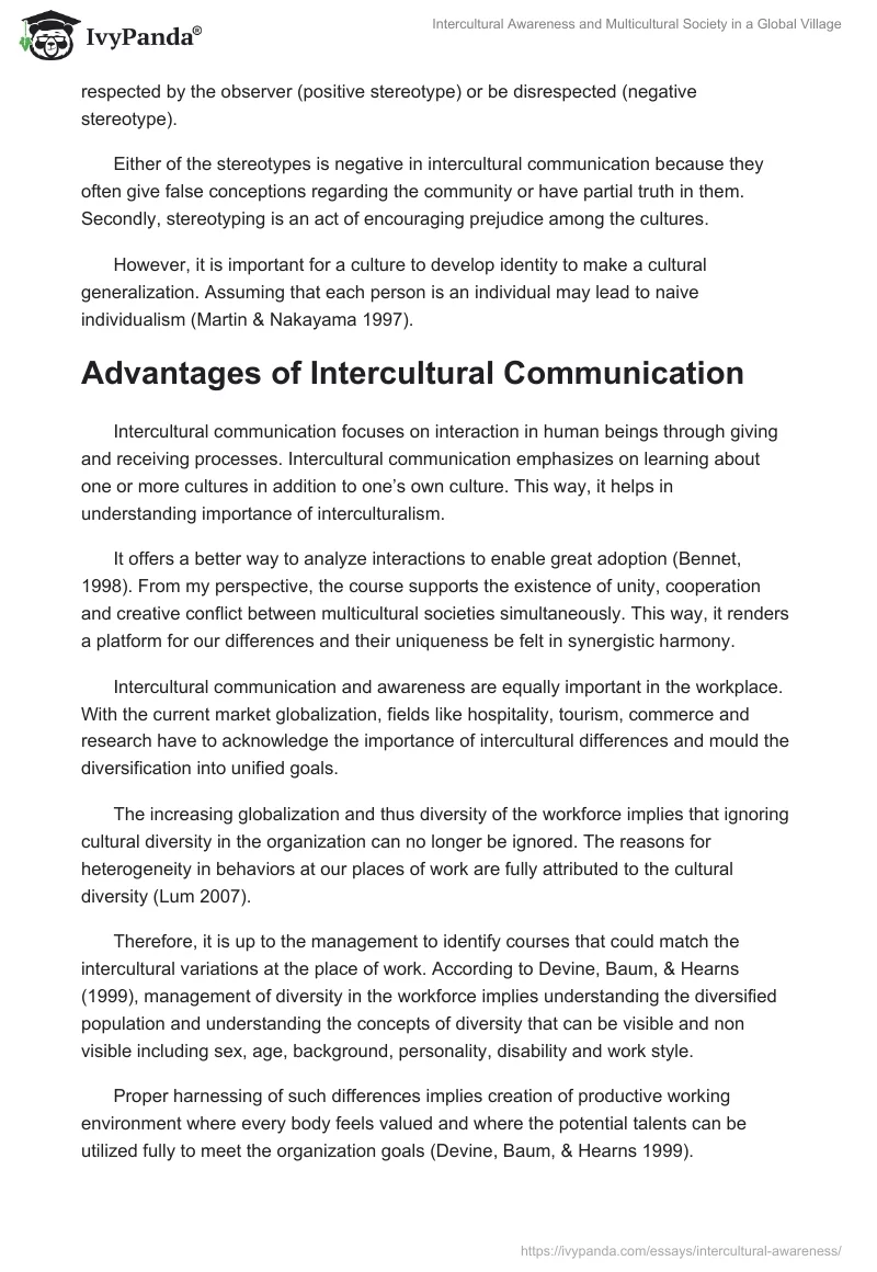 Intercultural Awareness and Multicultural Society in a Global Village. Page 3