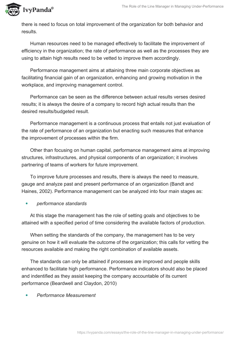 The Role of the Line Manager in Managing Under-Performance. Page 2