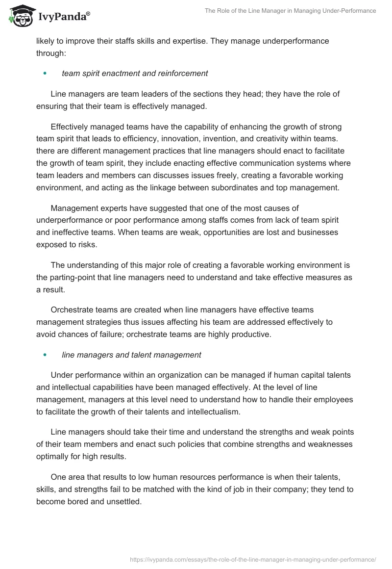The Role of the Line Manager in Managing Under-Performance. Page 5