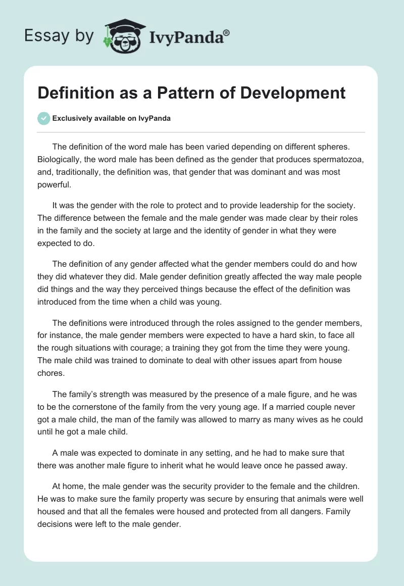 Definition as a Pattern of Development. Page 1
