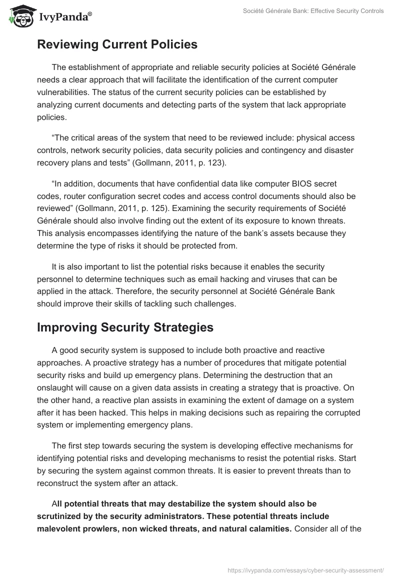 Société Générale Bank: Effective Security Controls. Page 3