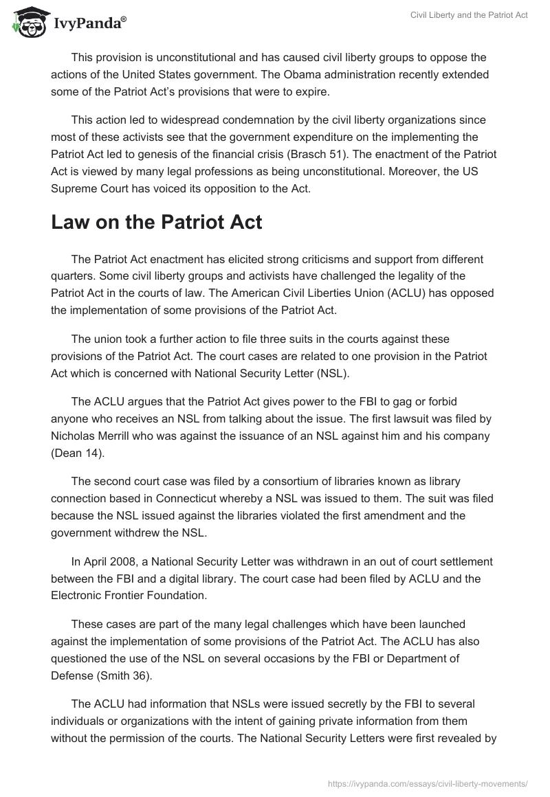 Civil Liberty and the Patriot Act. Page 2