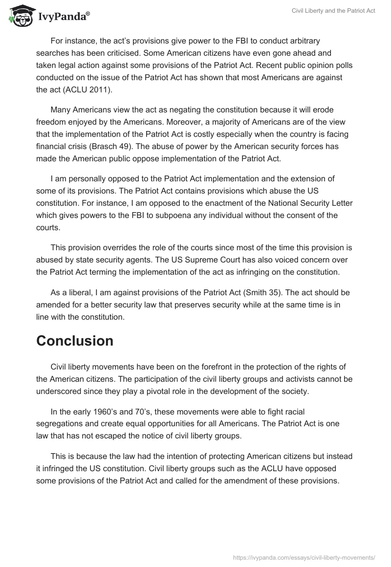 Civil Liberty and the Patriot Act. Page 4