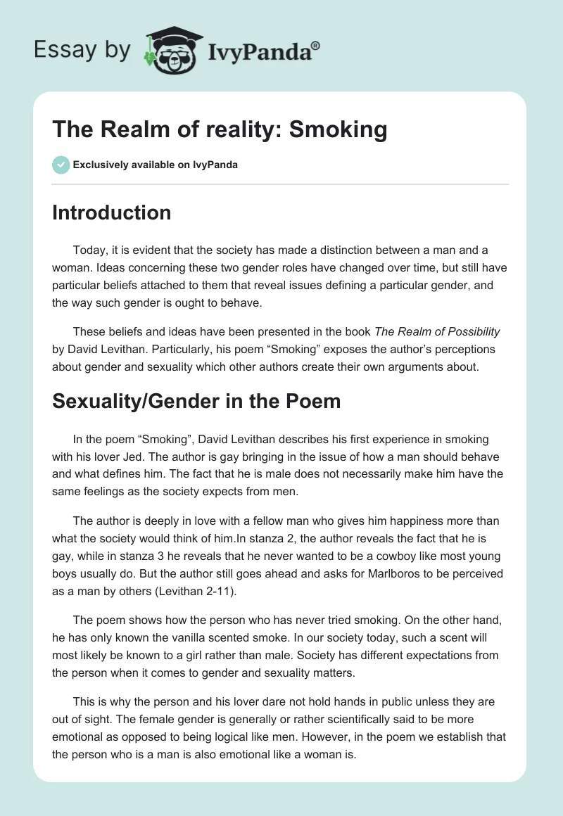 The Realm of reality: Smoking. Page 1