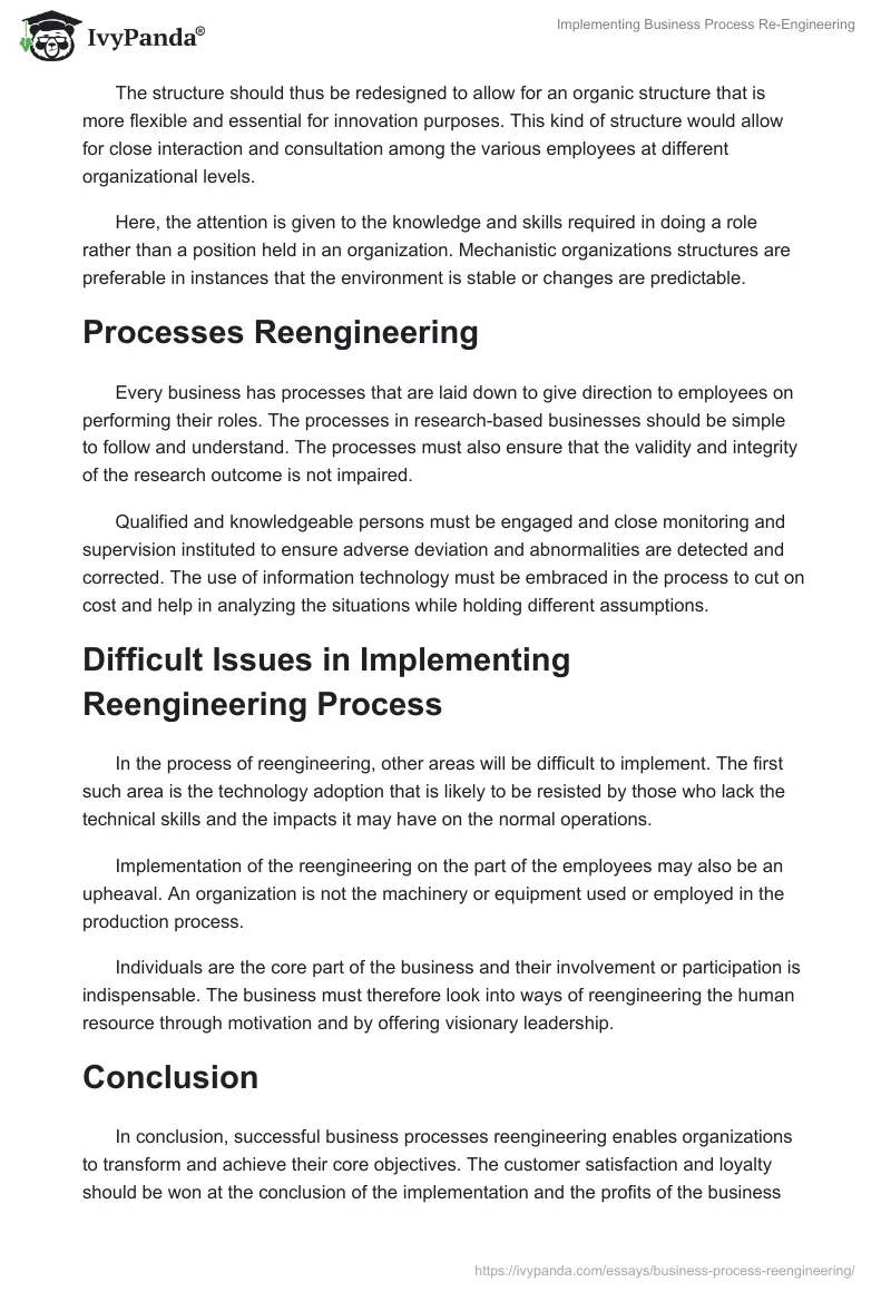 Implementing Business Process Re-Engineering. Page 2