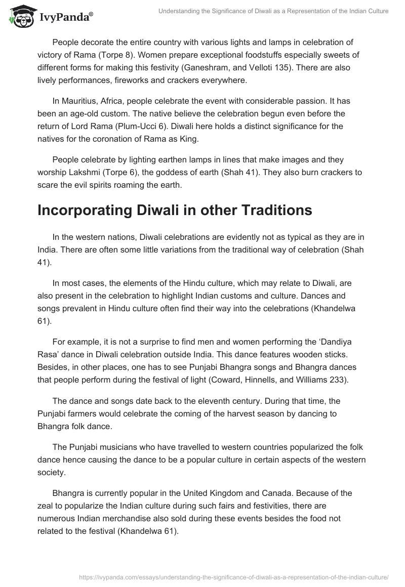Understanding the Significance of Diwali as a Representation of the Indian Culture. Page 5