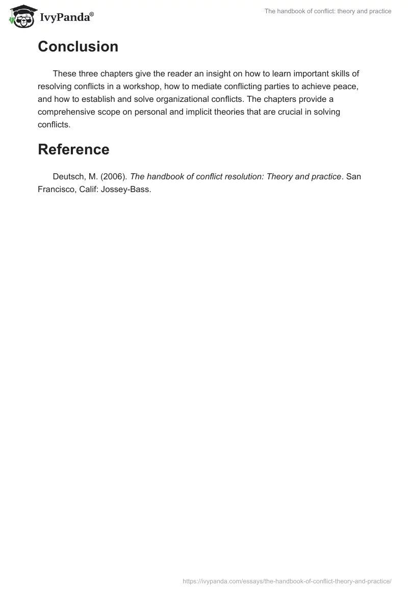 The Handbook of Conflict: Theory and Practice. Page 3