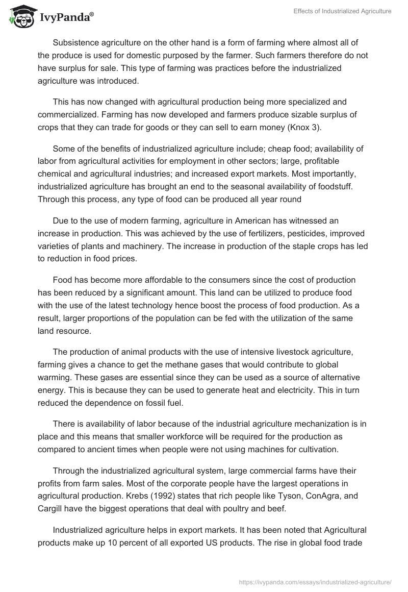 Effects of Industrialized Agriculture. Page 2