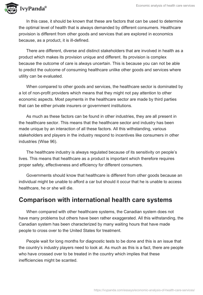 Economic analysis of health care services. Page 5