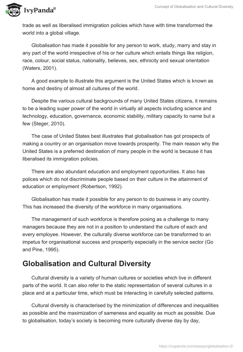 Concept of Globalisation and Cultural Diversity. Page 2