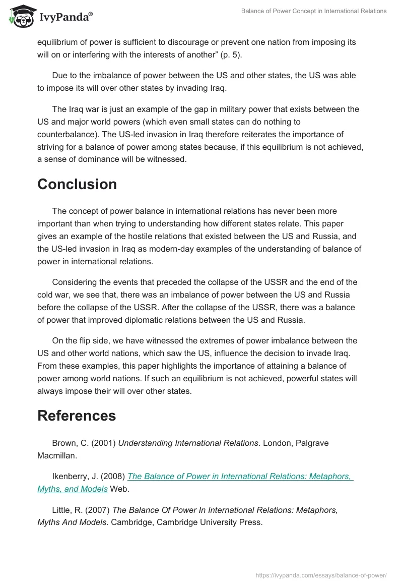 Balance of Power Concept in International Relations. Page 4