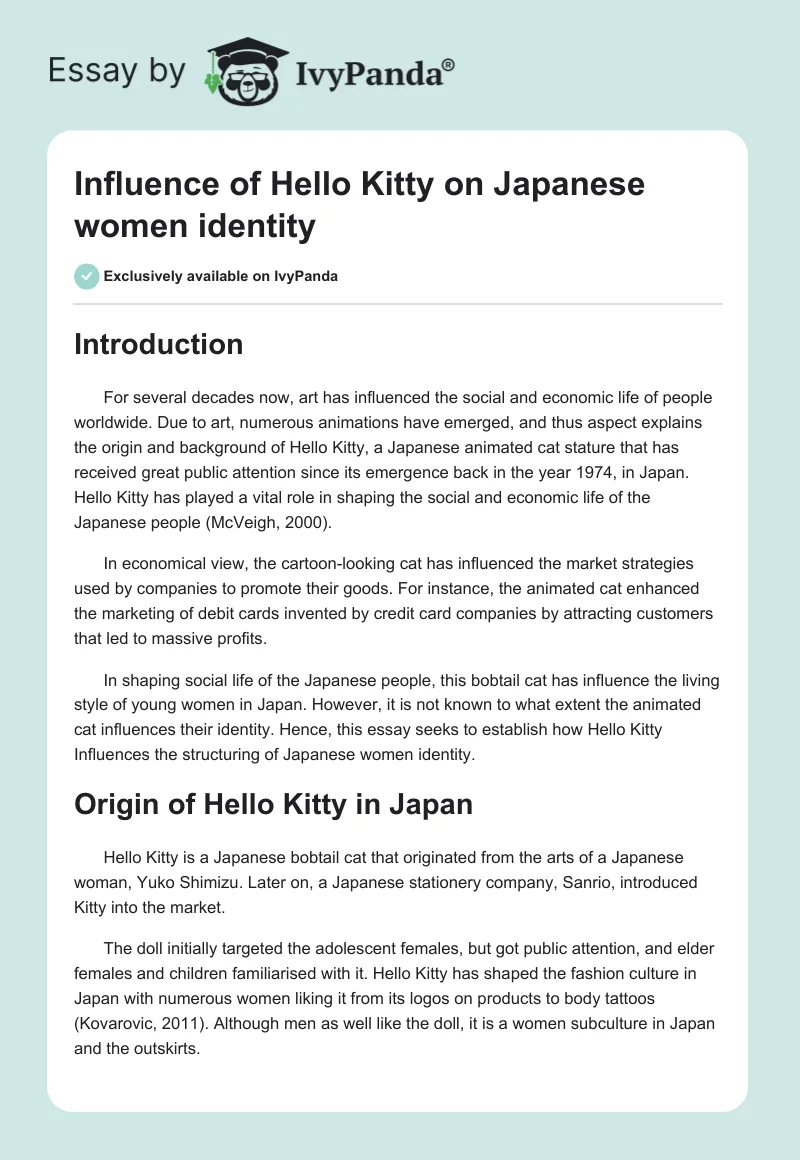 Influence of Hello Kitty on Japanese women identity. Page 1