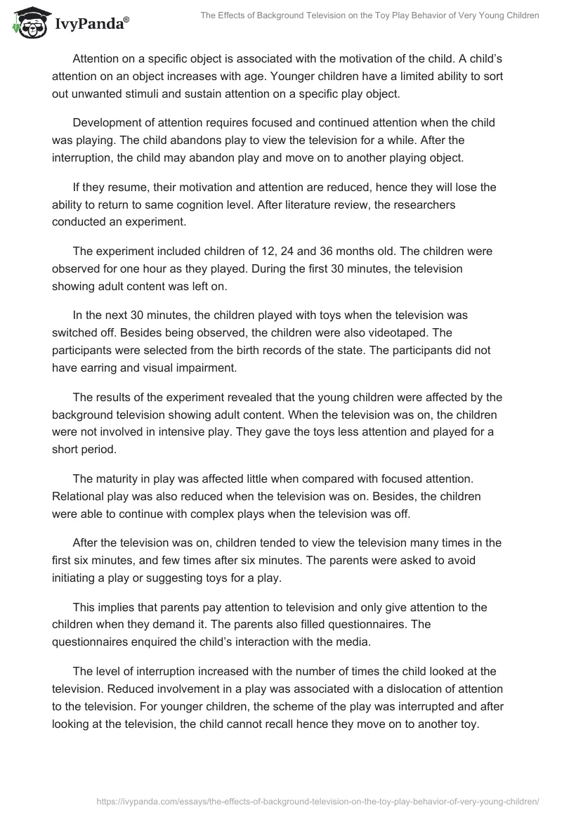 The Effects of Background Television on the Toy Play Behavior of Very Young Children. Page 2