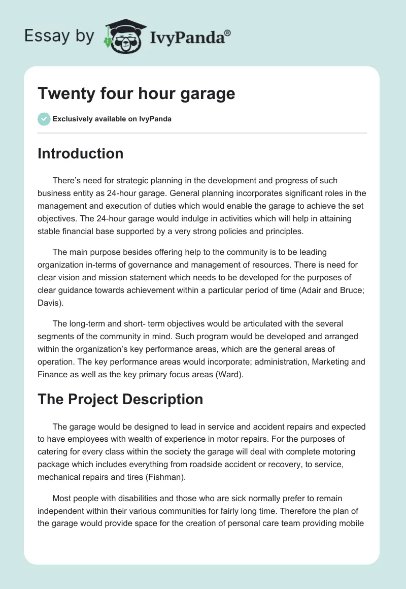 Twenty four hour garage. Page 1