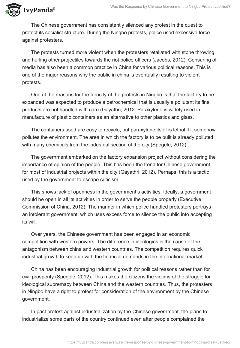 Was the Response by Chinese Government to Ningbo Protest Justified?. Page 2