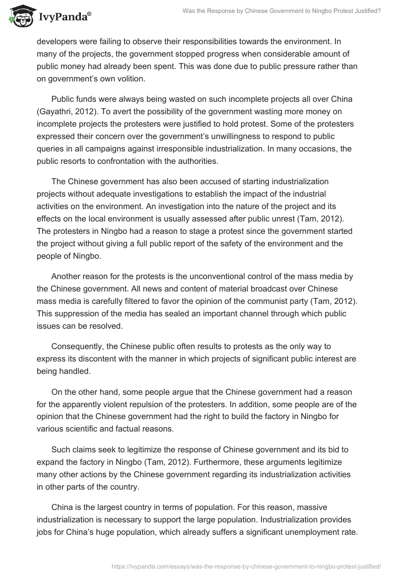 Was the Response by Chinese Government to Ningbo Protest Justified?. Page 3