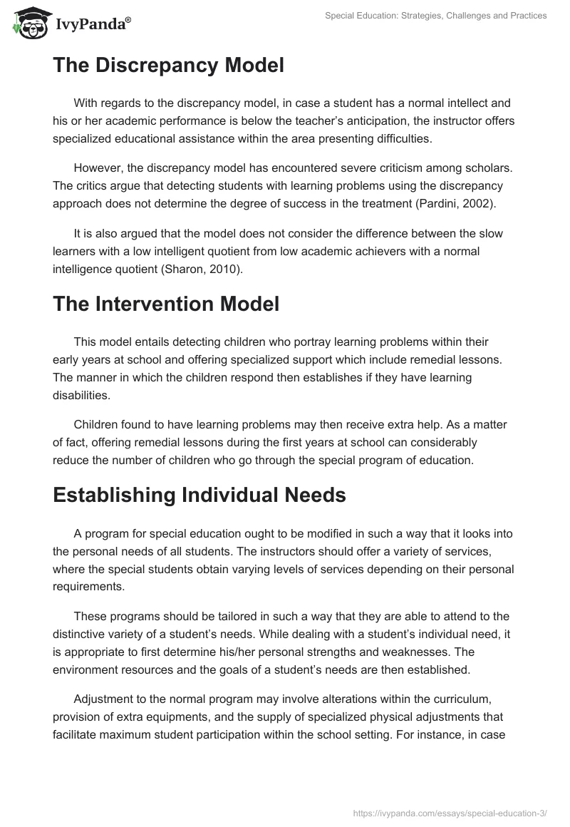 Special Education: Strategies, Challenges and Practices. Page 3