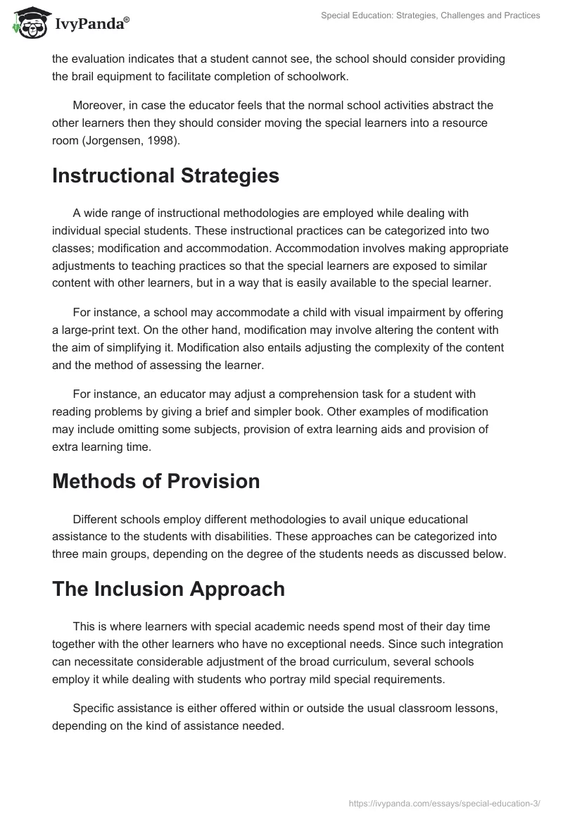 Special Education: Strategies, Challenges and Practices. Page 4