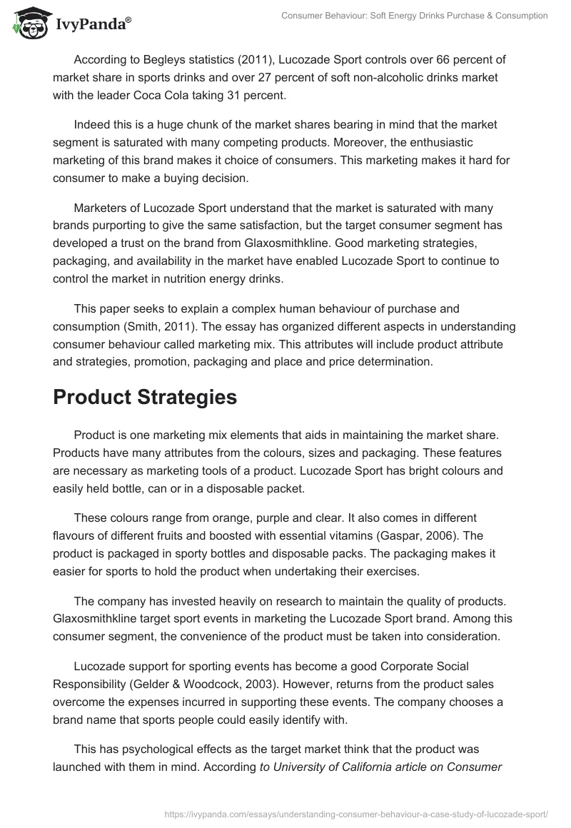 Consumer Behaviour: Soft Energy Drinks Purchase & Consumption. Page 3