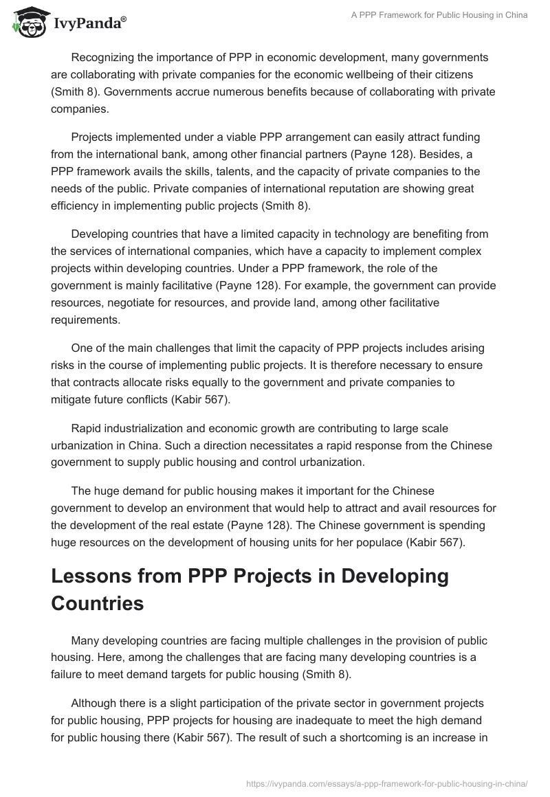 A PPP Framework for Public Housing in China. Page 5
