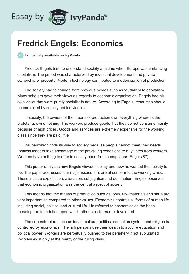 Fredrick Engels: Economics. Page 1