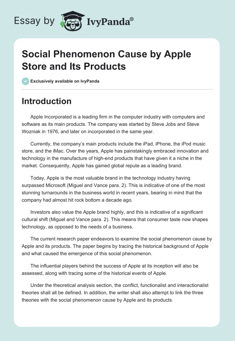 Social Phenomenon Cause by Apple Store and Its Products. Page 1