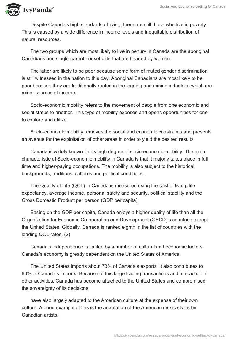 Social And Economic Setting Of Canada. Page 2