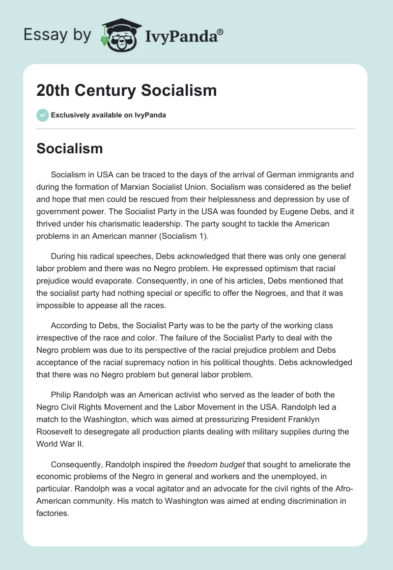 20th Century Socialism. Page 1