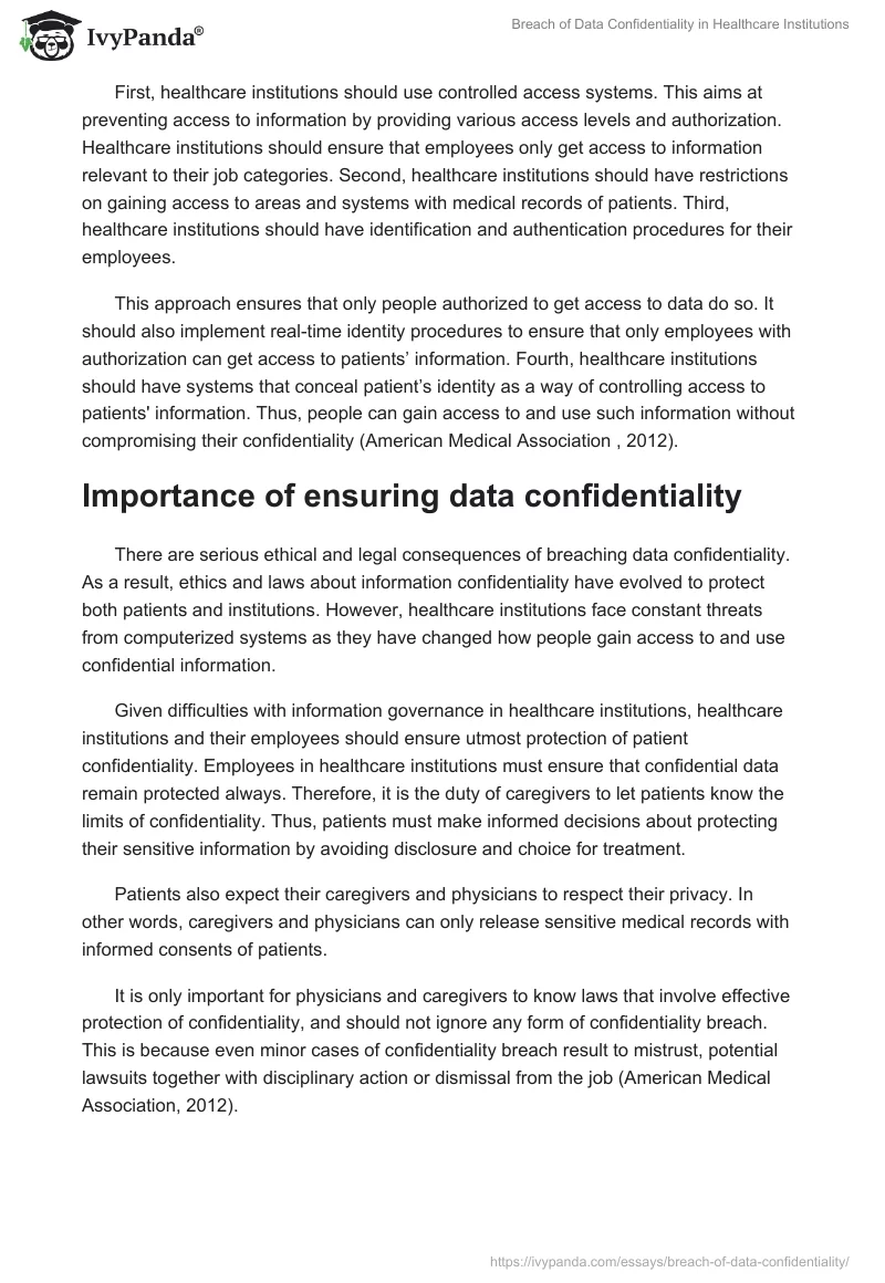 Breach of Data Confidentiality in Healthcare Institutions. Page 2