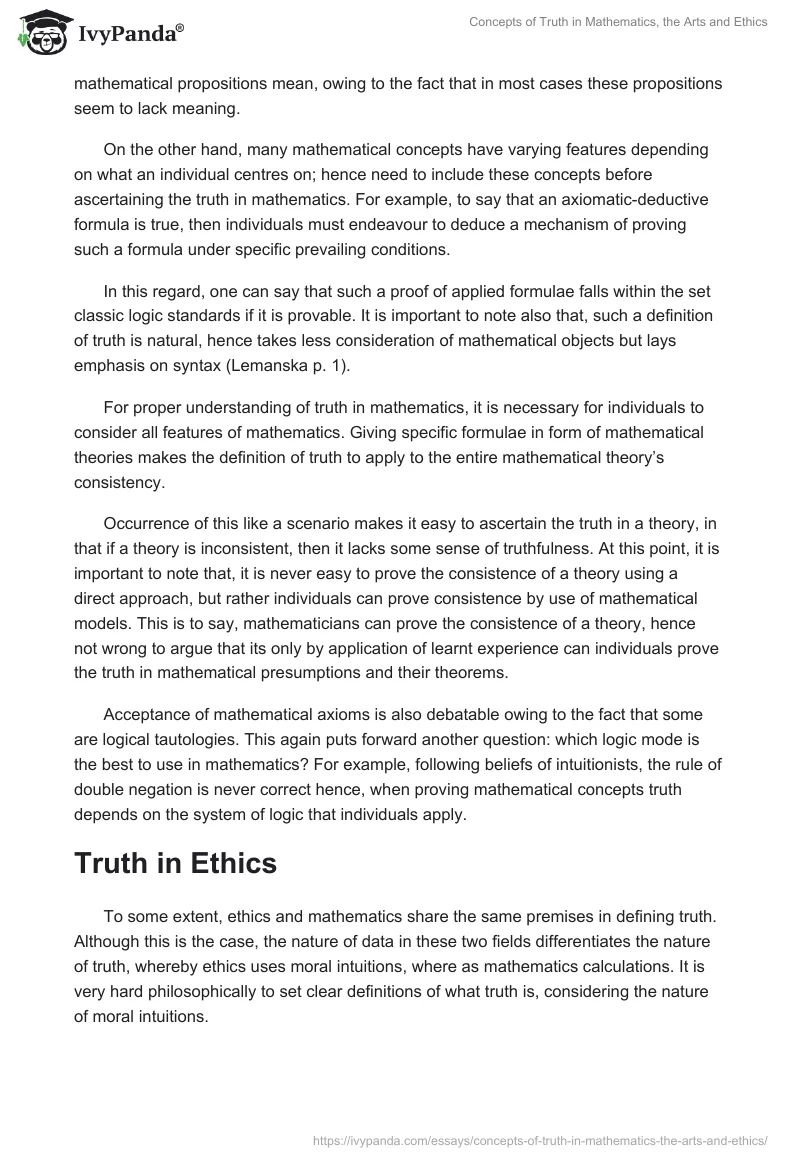 Concepts of Truth in Mathematics, the Arts and Ethics. Page 2