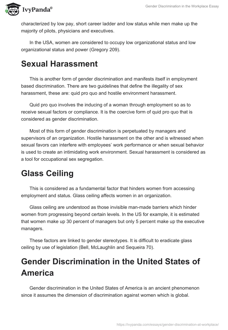 Gender Discrimination in the Workplace Essay. Page 3