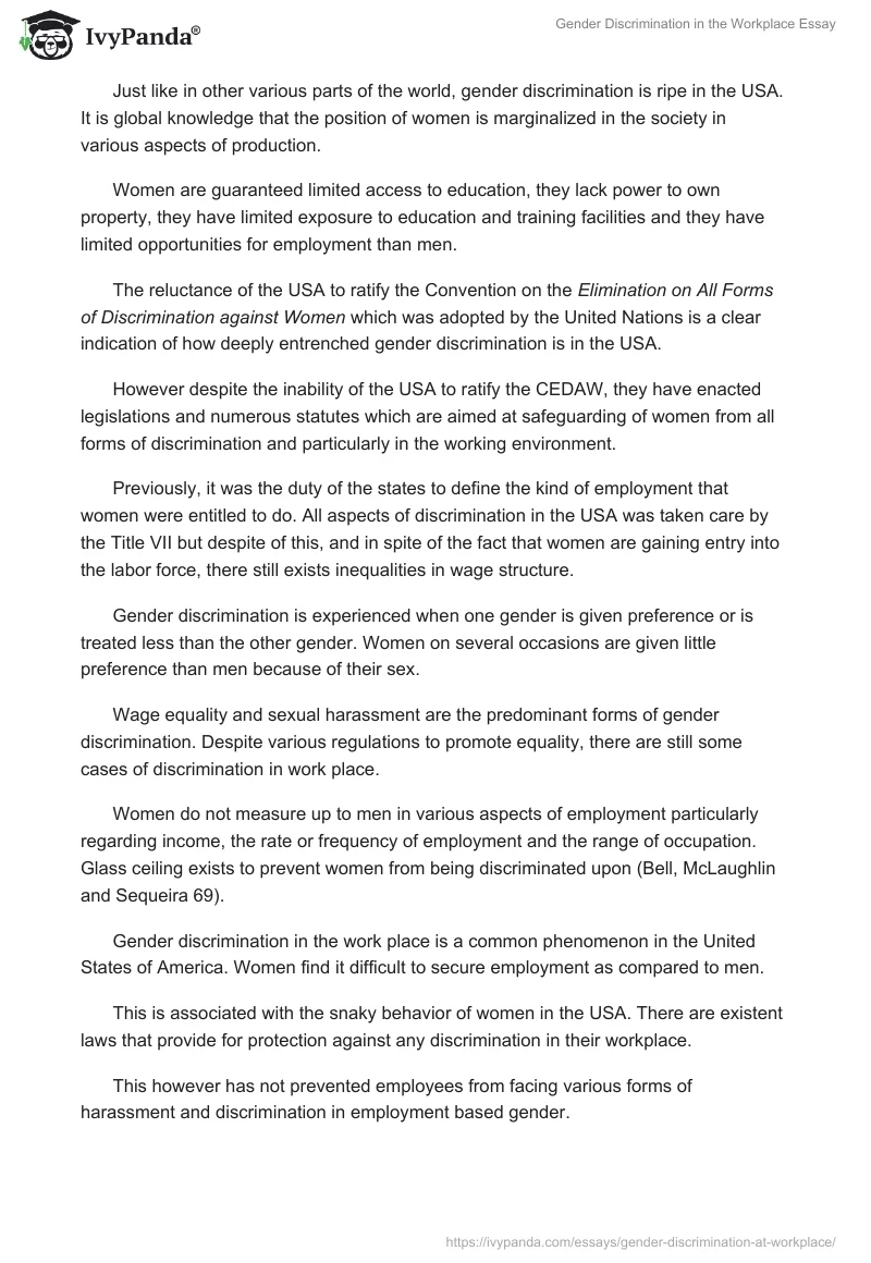 Gender Discrimination in the Workplace Essay. Page 4