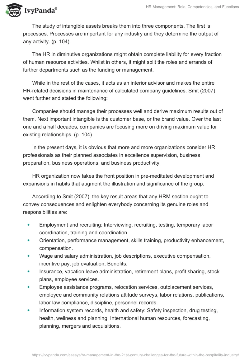 HR Management: Role, Competencies, and Functions. Page 4