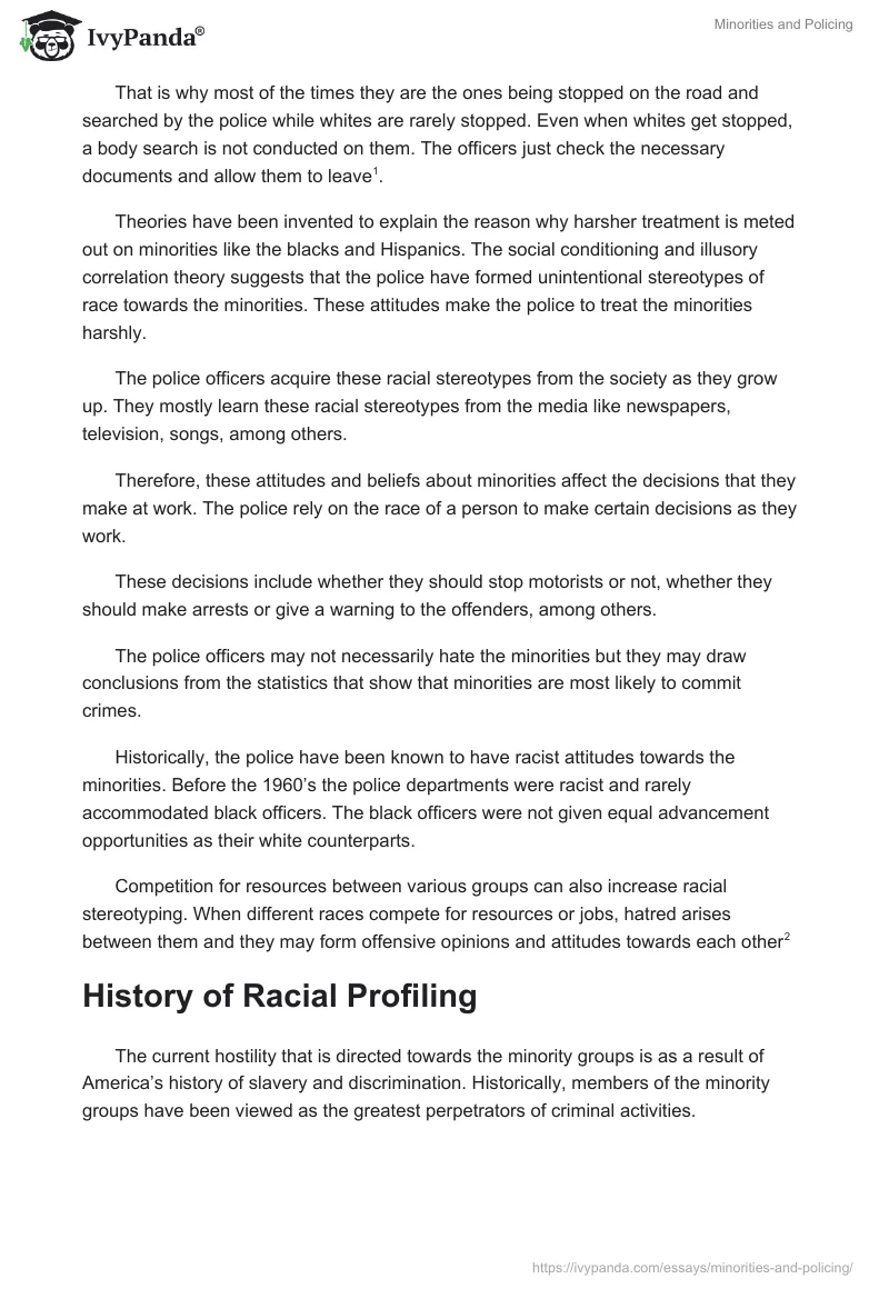 Minorities and Policing. Page 2